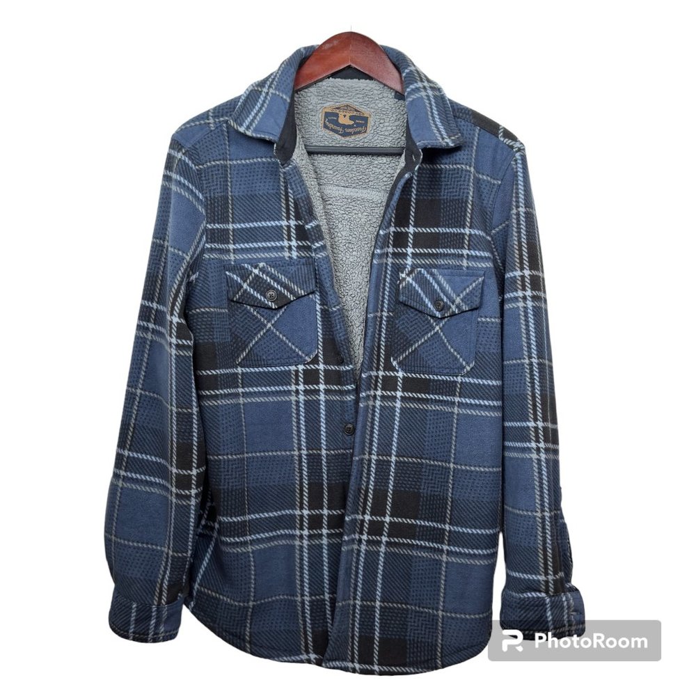 Freedom Foundry Blue Flannel Sherpa Jacket, Size M jacket Flannel